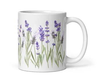 Lavender Flower Mug: Pastel Floral Coffee Mug, Garden Lover Gift