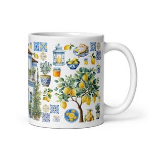 Italian Lemon Mug • Hand Painted Style Coffee Cup • Lemon Tree Kitchen Decor • Mediterranean Ceramic Mug • Summer Fruit Gift Idea