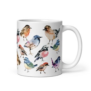Bird Watcher Coffee Mug - Beautiful Watercolor Garden Birds for Your Morning Coffee