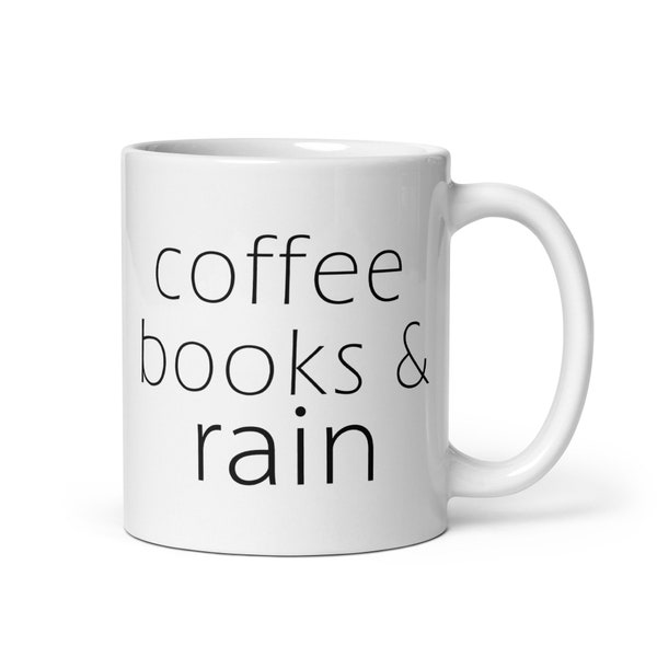 Coffee Books Rain Etsy