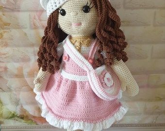 Muñeca de crochet: Amigurumi de 16" con 7 conjuntos
