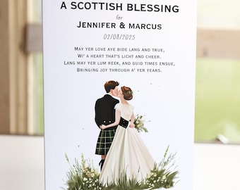 Scottish Blessing Wedding Card with verse Personalised for the Bride and Groom custom Scottish Wedding Card for the big day Congratulations