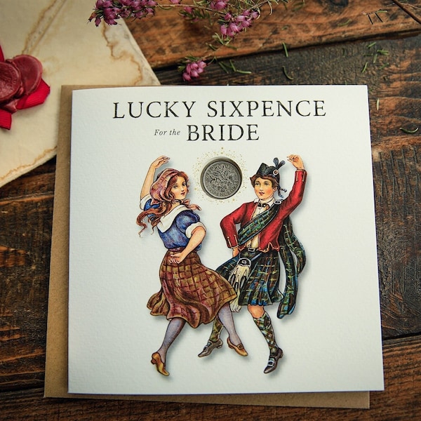 Lucky Sixpence for the Bride LUXURY Personalised Good luck Gift Bridal Shower Hen Party Gift Vintage inspired Traditional Scots Personalized