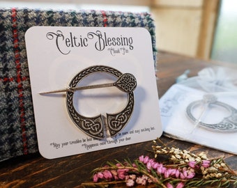 Celtic Blessing Cloak Pin & Card Unique Scottish Gift Love Friendship Good luck Gift Wedding Gift Homesick for Scotland Shawl Brooch