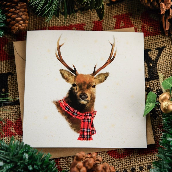 Deer Christmas Card - Etsy