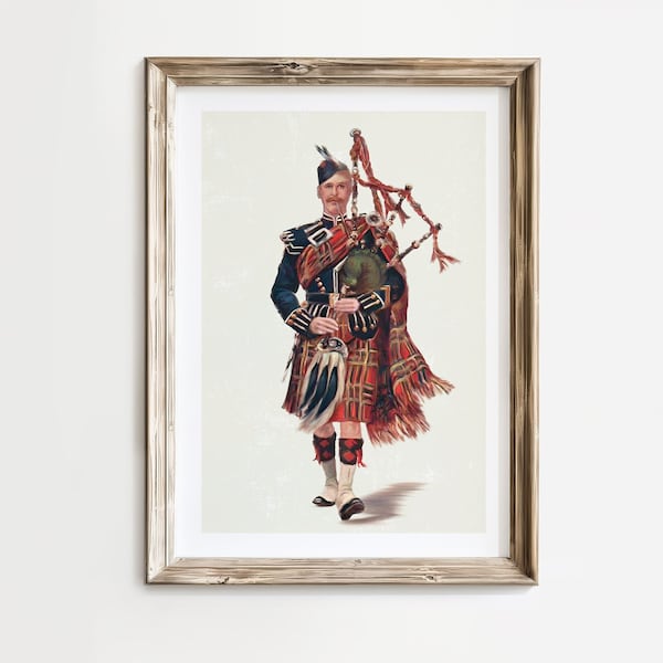 Cadeau d'art mural pour chambre d'enfant, cornemuse écossais, pour les amoureux de l'Écosse, chambre d'enfant écossais, cornemuse écossaise, tenture murale, décoration d'intérieur, cadeau du clan, sans cadre