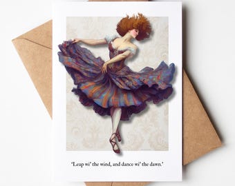 Scottish Encouragement Card Leap with the wind Vintage Style Birthday Friendship Scotland Motivational