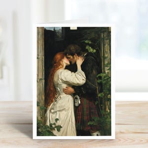 On your Wedding Day Secret Kiss Happily Ever After Vintage Style Scottish Wedding Card for the romantic Pre-raphaelites painting small print