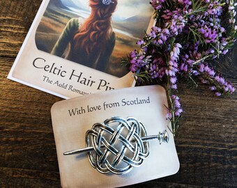 Celtic Hair Pin with Original Scottish Artwork Hair Clip Gift for her Birthday Gift Friendship Mothers Day Gift Safe Travels Hair Accessory