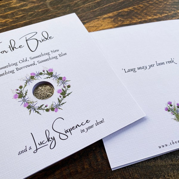 For the Bride Lucky Sixpence Personalised Scottish Wedding Card Gift for the Bride Scotland Themed Good luck gift Bridal Personalized Gift