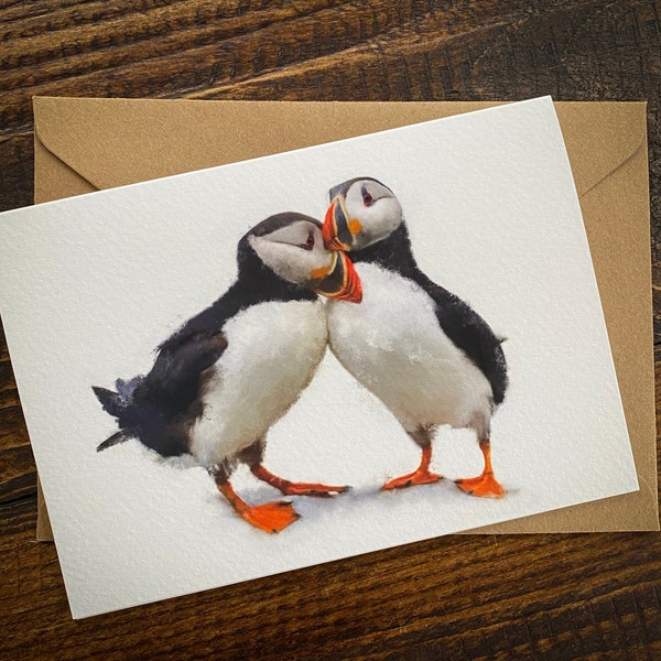 Just to say I love you Puffins in love PREMIUM Fine Art Love Card for Puffin Lovers Wedding Anniversary Valentines Birthday card Puffin Gift