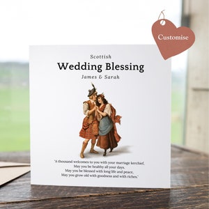 Carte de mariage personnalisée de bénédiction écossaise pour l'heureux couple Carte d'art premium de mariage écossais de bénédiction traditionnelle pour les mariés