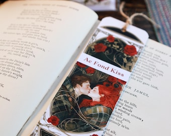Ae Fond Kiss Bookmark Scottish Love Collection Robert Burns Inspired Poem Anniversary Gift Art Deco Readers Romantic Book lover gift for her