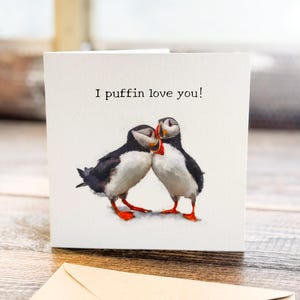 "I Puffin Love You "" I Puffin Love You"" Luxus Fine Art Liebeskarte für Paare"