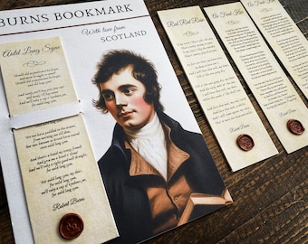 Robert Burns Bookmarks Scottish Gift Book lover Gift Scotland Rabbie Burns Poetry gift Friendship Valentines Birthday Bookworm Readers Gift
