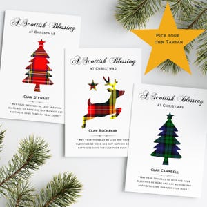 Clan Christmas Card Pick your Tartan Scottish Blessing Clans of Scotland Xmas Tartan Plaid Gift Tartan Blessing Card Clan Fraser Wallace