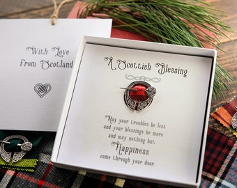 A Scottish Blessing Shawl Pin & Card Unique Scottish Gift Love Friendship Good luck Gift Wedding Gift Homesick Celtic Mothers Day Gift