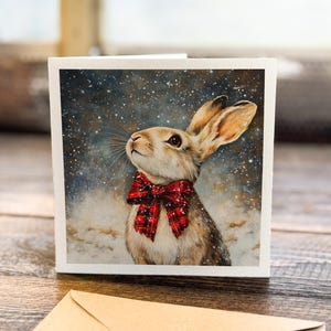 Make a wish LUXUS Scottish Fine Art Tartan Bunny Woodland Animal Lover Geburtstag Weihnachtskarte Wunsch Vintage Victorian Style Schottland