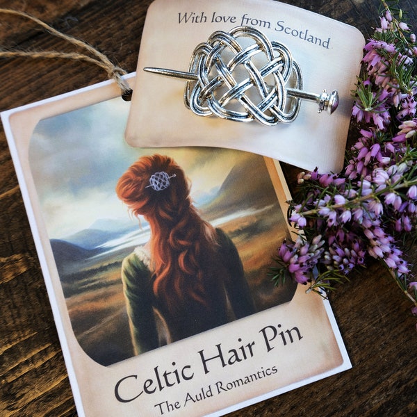 Celtic Hair Pin with Original Scottish Artwork Hair Clip Gift for her Birthday Gift Friendship Mothers Day Gift Safe Travels Hair Accessory