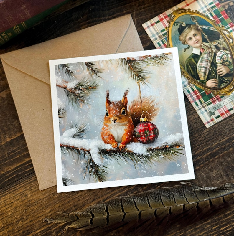 Scottish Red Squirrel Christmas Card