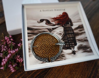 Celtic Cloak Pin Scottish Blessing Gift Set Original Art with Verse Vintage Inspired Silver Shawl Pin Custom Personalised Scottish Gift