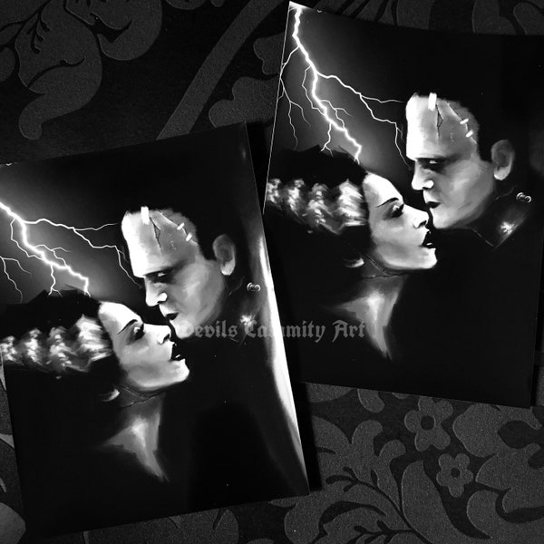 Frankenstein’s Monster & Bride Print | Horror Print | Horror Wall Decor | Horror Movie Print | Horror Gift