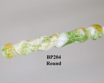 VIDEO! Handmade BUMPY Diamond Painting Drill Pen Stylus with Roll-Stop©! Classic, Transparent GREEN, Gold Sparkles and White Swirls! Pretty
