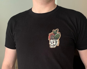 Crâne de cactus Tatouage T-shirts premium hommes et femmes Subculture Oldschool Rockabilly Americana traditionnel Flash Art manches courtes Motard