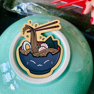 Neko Ramen koelkastmagneet Miauw kawaii kunst schattig kat anime manga cartoon sushi Shoyu Japans eten noedels Japan Nihon housewarming keuken