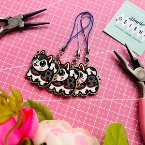 Inu Hariko chien japonais paillettes acrylique téléphone porte-clés porte-clés Art Kawaii japon Nihon Anime Manga dessin animé accessoire bijoux mignons fait main