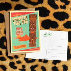 Paradise Tiki Bar Cartolina Anni '50 Retro Vintage Rum Cocktail Polinesiano Hawaii Aloha Rockabilly Tropicale Vacanza Vacanza Isola Estate Regalo