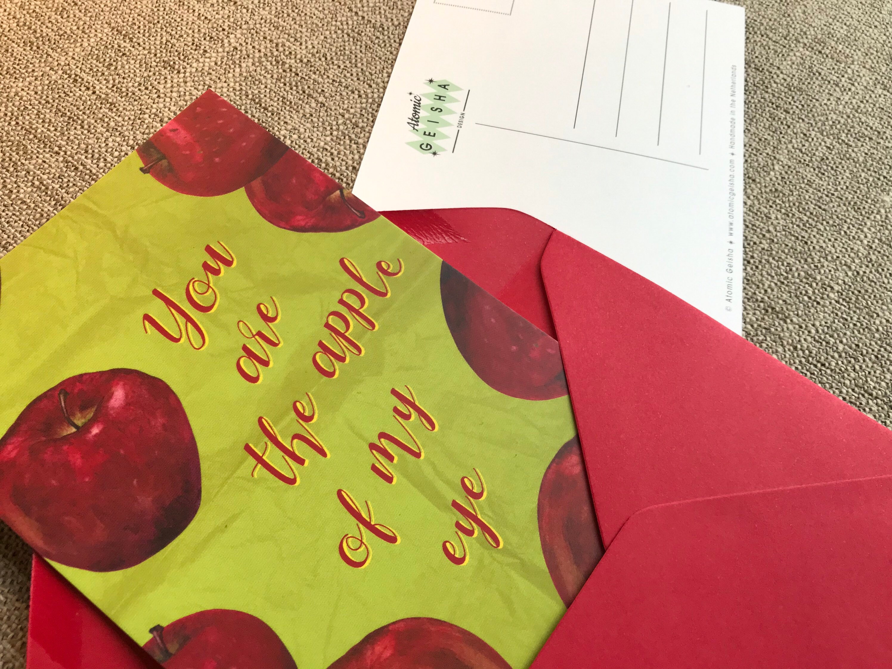 You Are the Apple of My Eye A6 Postcard Handpainted Watercolor Etsy