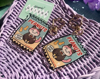 Anyacat Spy Family Acrylic Keychain Kawaii Art Japan Nihon Anime Manga Accessoire Cute Jewelry Epoxy Cat Meow Peanuts Oishii Snack Charm