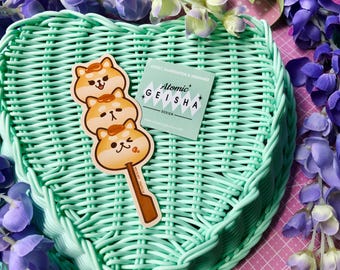 Shiba Inu Dango Vinyl Sticker Kawaii Art Cute Dog Lover Anime Manga Cartoon Japanese Food Japan Nihon Asian Snacks Streetfood Matsuri Doggo