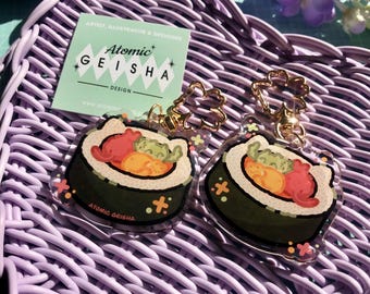 Futomaki Cats Acrylic Keychain Epoxy Charm Cat Neko Sushi Sashimi Streetfood Japanese Food Kawaii Art Japan Asian Accessoire Cute Handmade