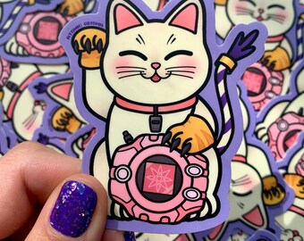 Maneki Neko Vinyl Sticker Kawaii Art Cute Digital Adventures Anime Manga Cartoon Japanese Fortune Japan Nihon Good Luck Handmade Lucky Cat