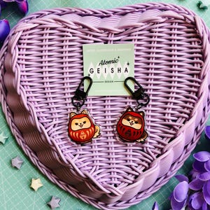 Porte-clés en acrylique Shiba Inu Daruma porte-clé porte-bonheur Art Kawaii Japon Nihon Anime Manga dessin animé accessoire bijoux mignons cadeau fait main Omamori