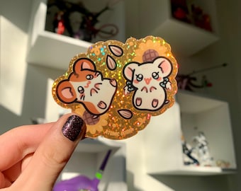 Hamsters Glitter Vinyl Sticker Kawaii Art Cute Hampter Anime Manga Cartoon Japanese Cozy Nostalgic Japan Nihon Pet Adventures Sunflower