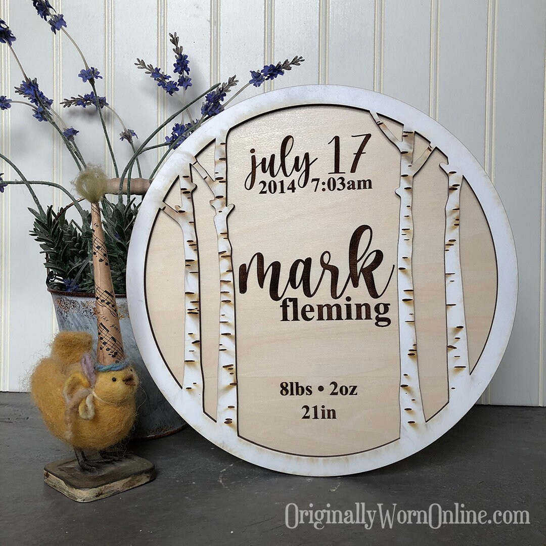 Personalized Birch Tree Birth Stats Sign DIGITAL FILE - Etsy