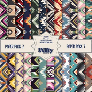 Paquet de papier numérique Southwest.  Design exquis du sud-ouest dans un motif transparent.  Idéal pour le scrapbooking, les gobelets, etc.