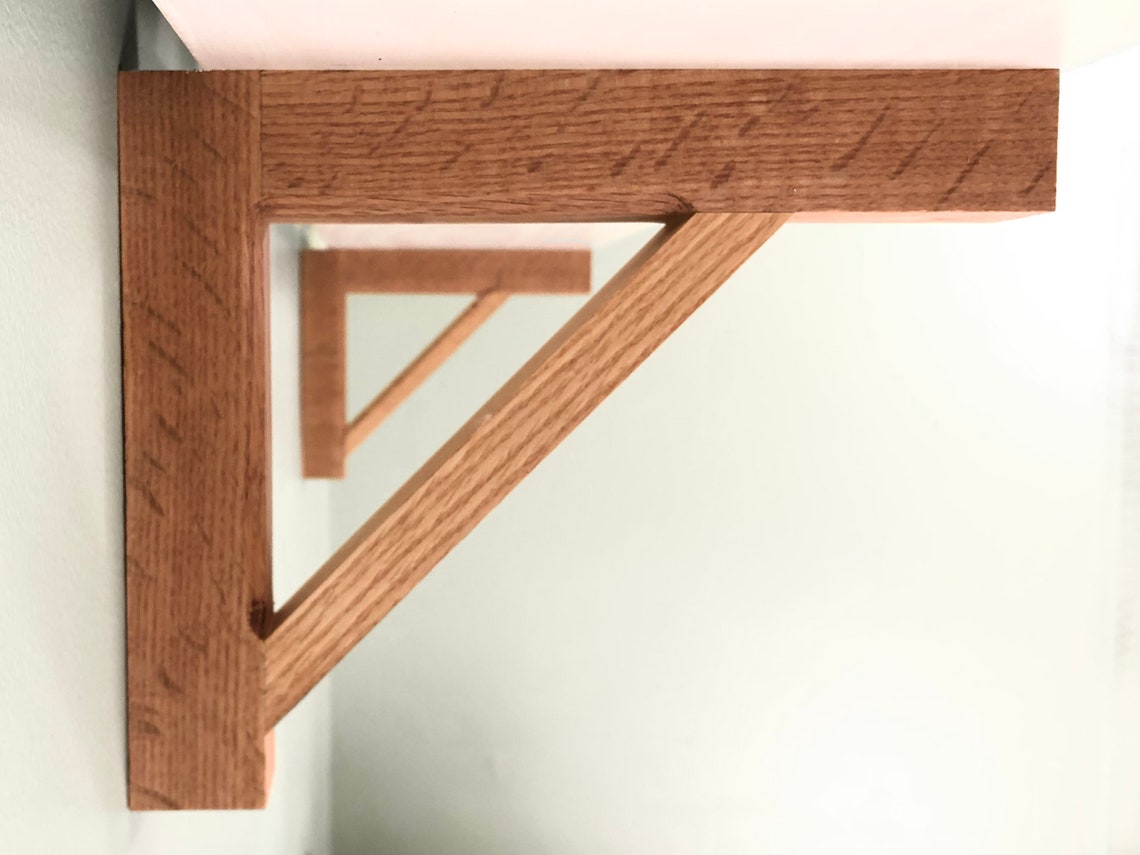 Oak Shelf Bracket Pair Modern Wall Shelf Support Simple Etsy
