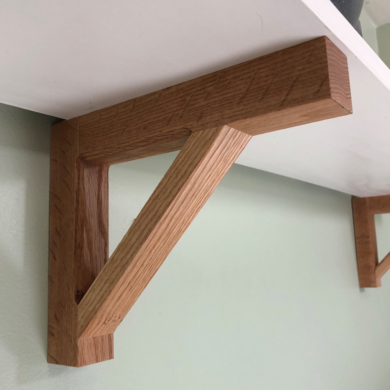 Oak Shelf Bracket Pair Modern Wall Shelf Support Simple Etsy