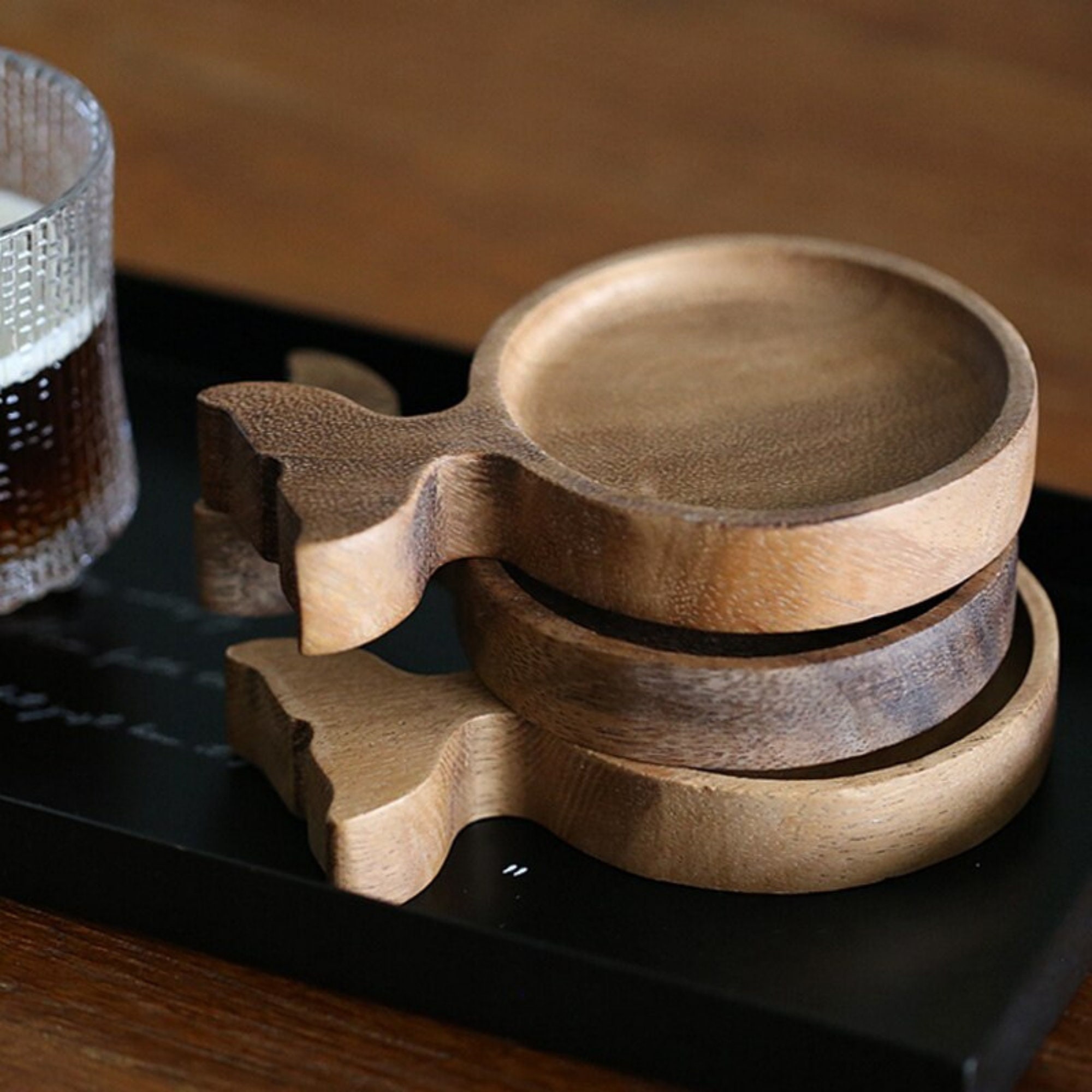 3Pcs Mini Dessert Plates Wood Coasters Small Fish Wooden Etsy