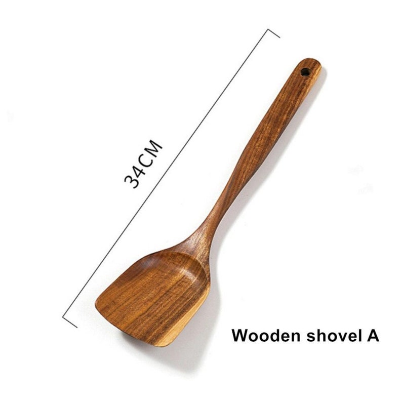 Natural Teak Wood Cooking Spoons Kitchen Utensil Set Etsy