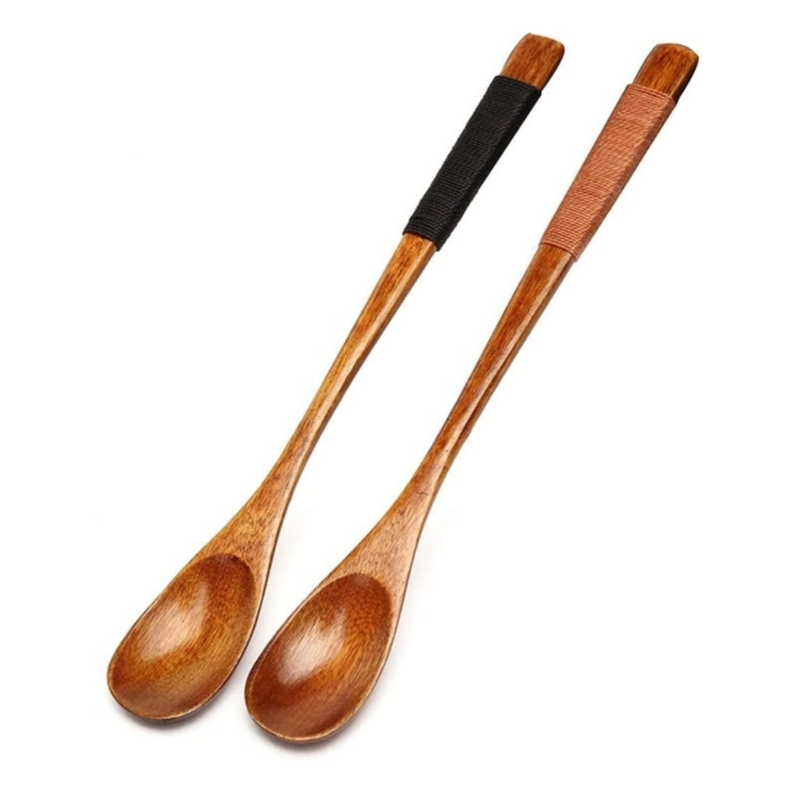 2Pcs Wood Tea Spoons Long Handle Tea Coffee Spoon Set Etsy