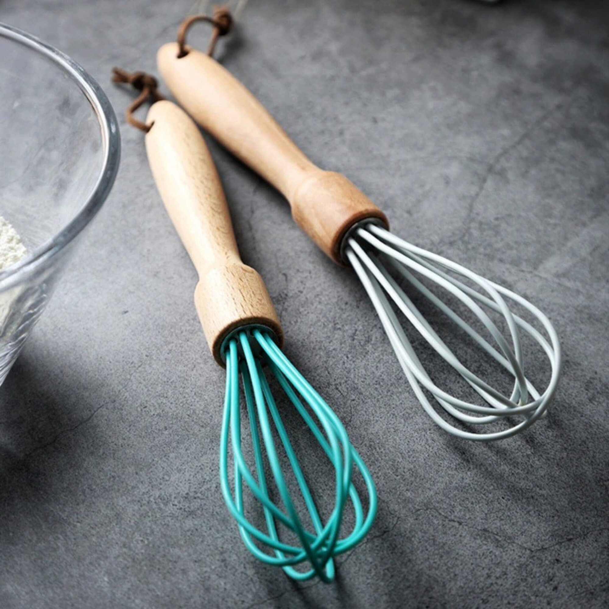 Wood Handle Egg Whisk Manual Egg Beater Silicone Egg Whisks Etsy