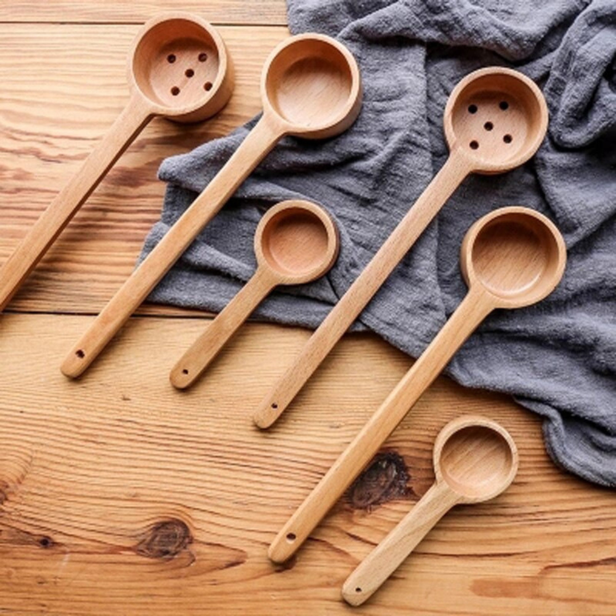 Japanese Beech Wooden Straight Spoon Scoop Long Handle Miso Etsy
