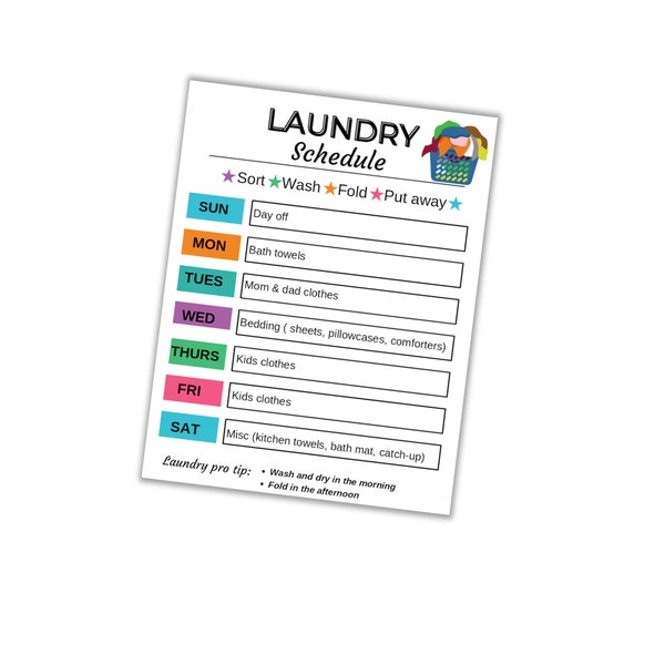 Editable Laundry Schedule | Printable Laundry Schedule