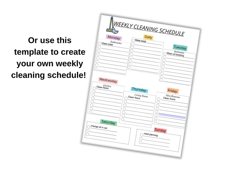 Cleaning Schedule Cleaning Schedule Template Editable Weekly Cleaning