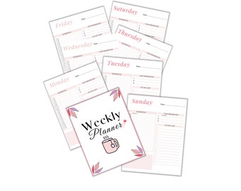 EDITABLE Weekly Planner Printable | Hourly Planner | Digital Weekly Schedule | Weekly To Do List